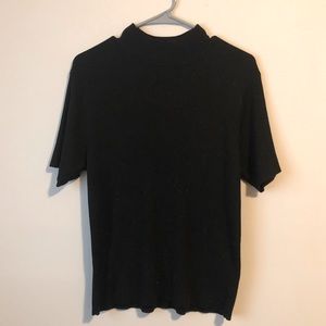 Studio Works Black 100% Acrylic Short Sleeve Pullover Sweater Turtleneck
